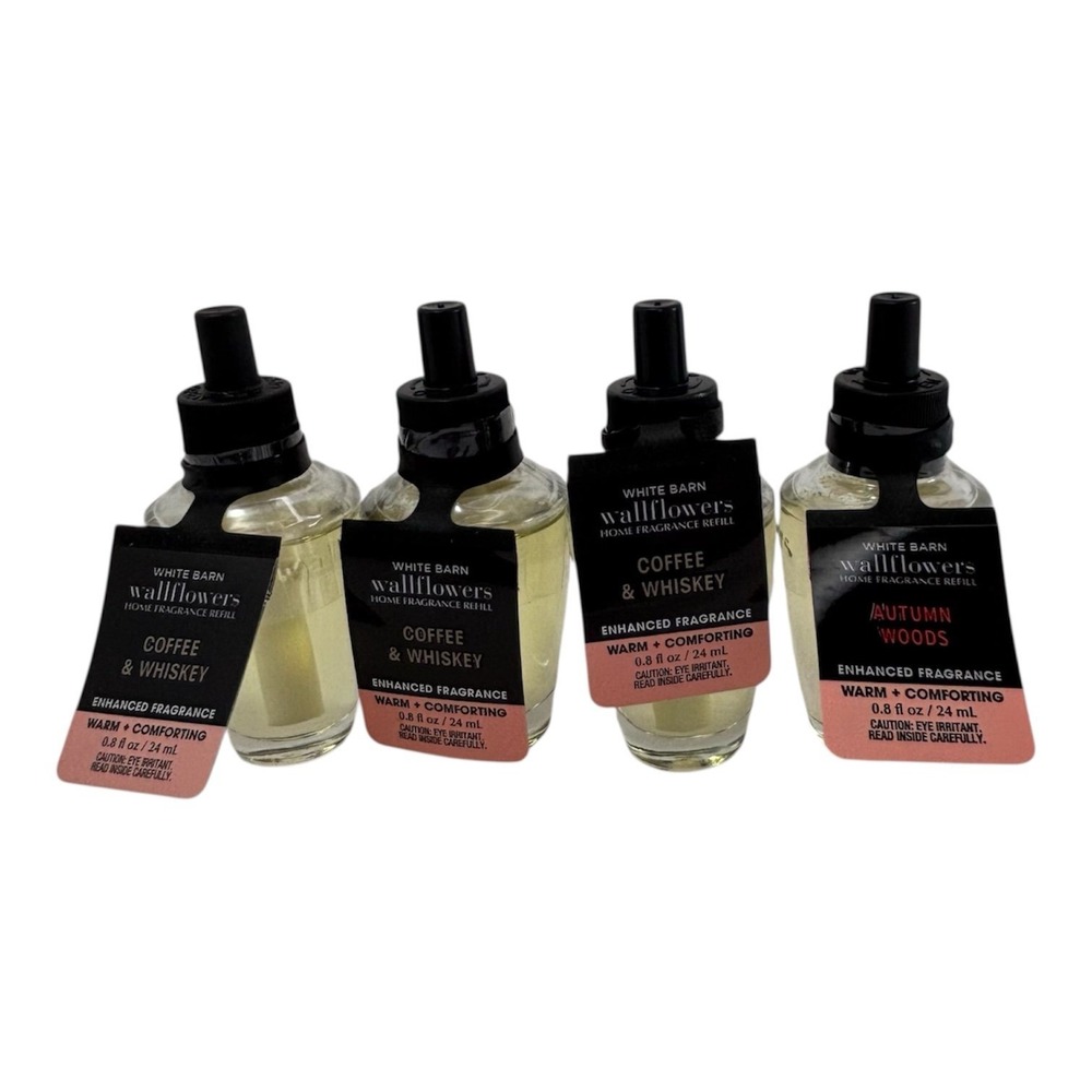 Bath & Body Works Wallflowers 4-Pack Coffee & Whiskey Autumn Woods Refill